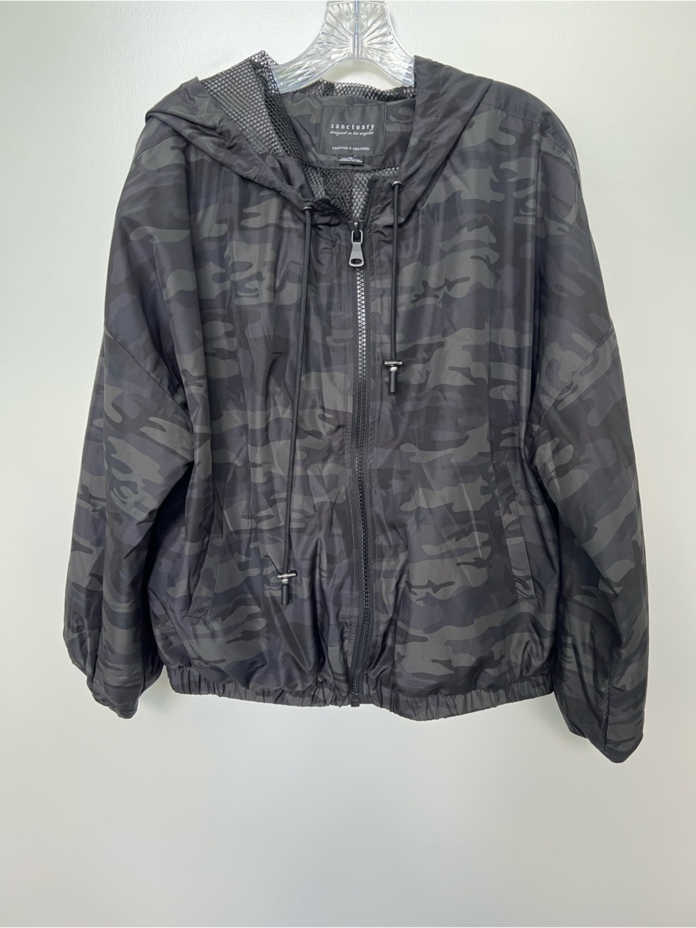 Sanctuary Black Charcoal Camo Hooded women’s Jacket